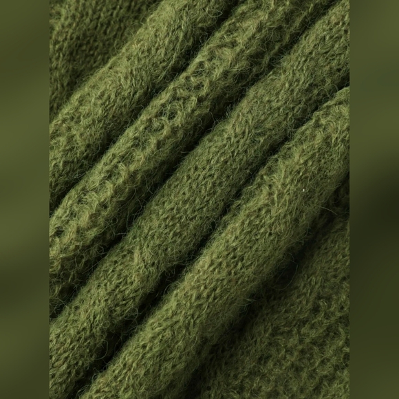 Wool-Blend Texture High Knit Sweater in Matcha Green - Picture 4 of 7